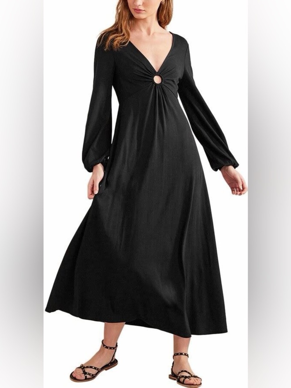 Boden Keyhole Jersey Black Maxi Dress